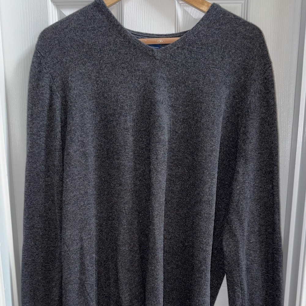 JWN 100% Italian Cashmere Men’s L Dark Gray Pullover Luxury Comfy Preppy Soft